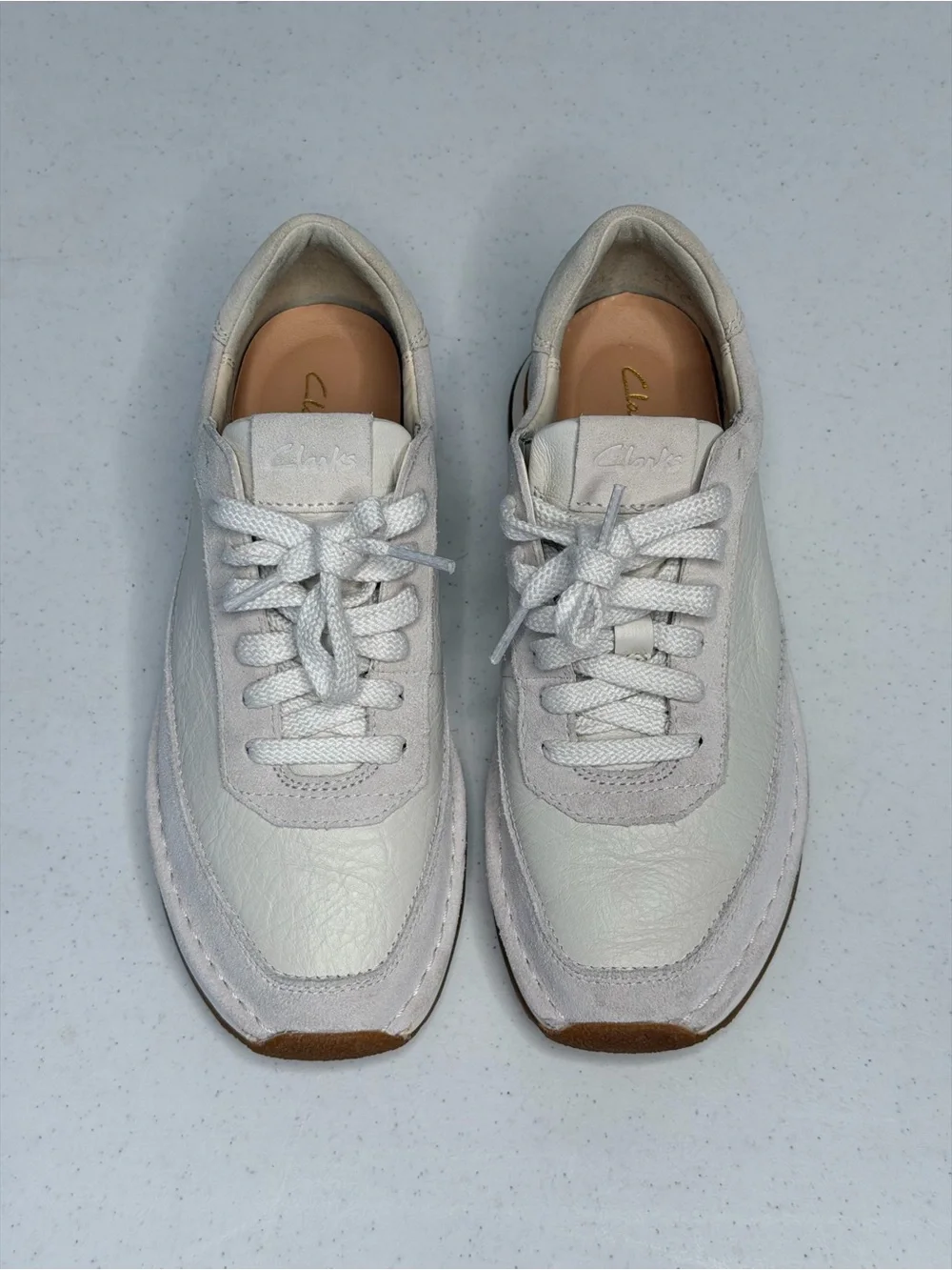 Clarks Women's Cream and Tan Sneakers - Picture 2 of 10
